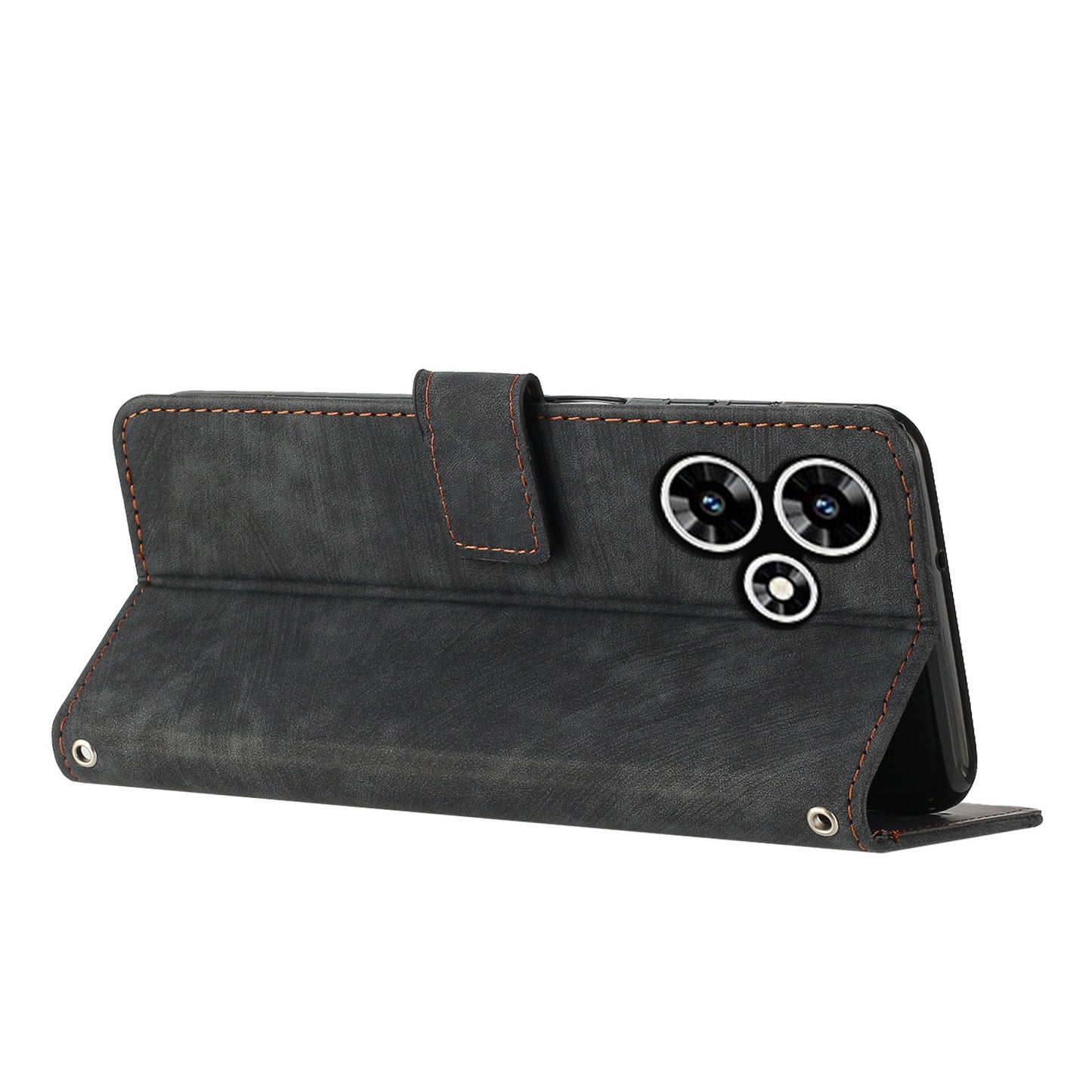 For Infinix Hot 30 Play NFC 4G Stand Wallet PU Leather Case Imprinted Lines Skin-touch Phone Cover