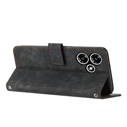 For Infinix Hot 30 Play NFC 4G Stand Wallet PU Leather Case Imprinted Lines Skin-touch Phone Cover