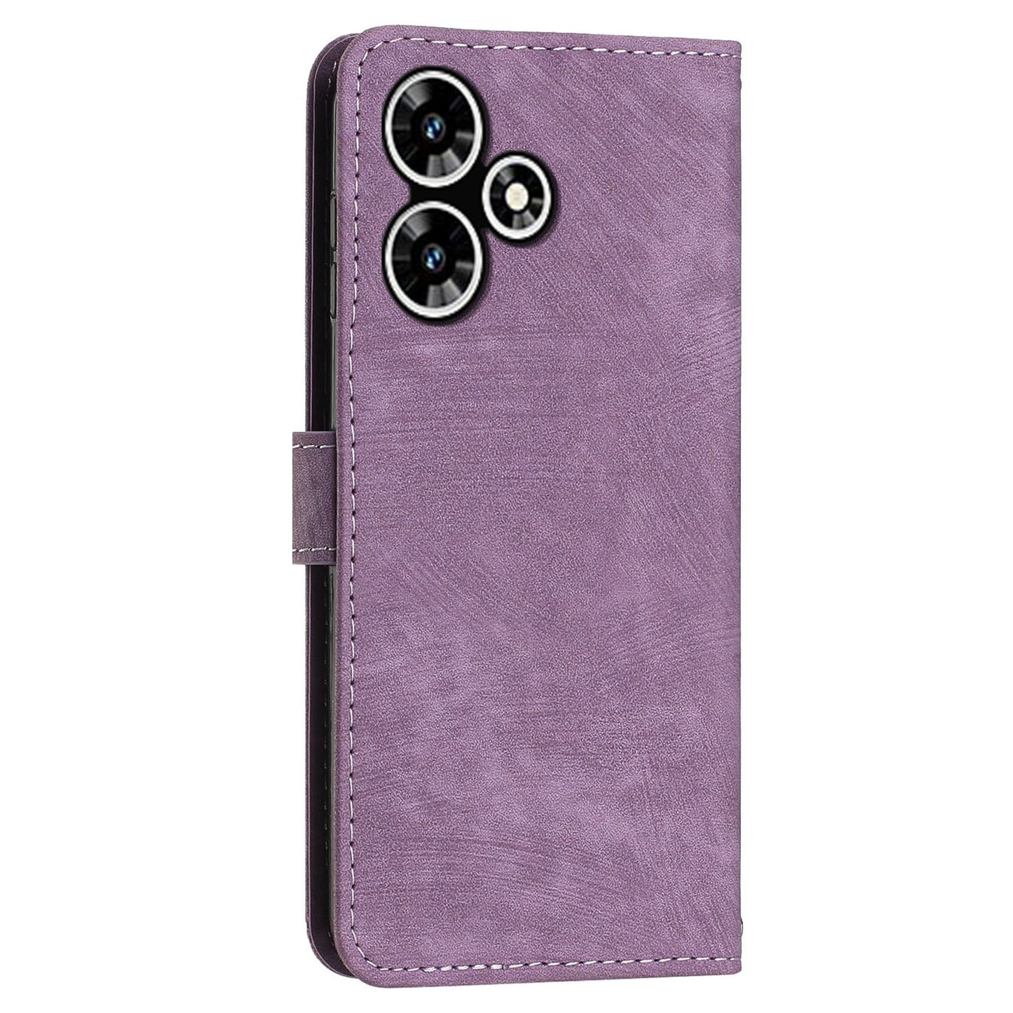 For Infinix Hot 30 Play NFC 4G Stand Wallet PU Leather Case Imprinted Lines Skin-touch Phone Cover