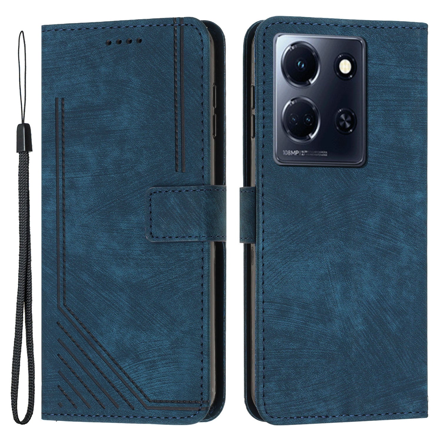 For Infinix Note 30 4G / 5G Imprinted Lines PU Leather Case Skin-touch Stand Wallet Phone Cover