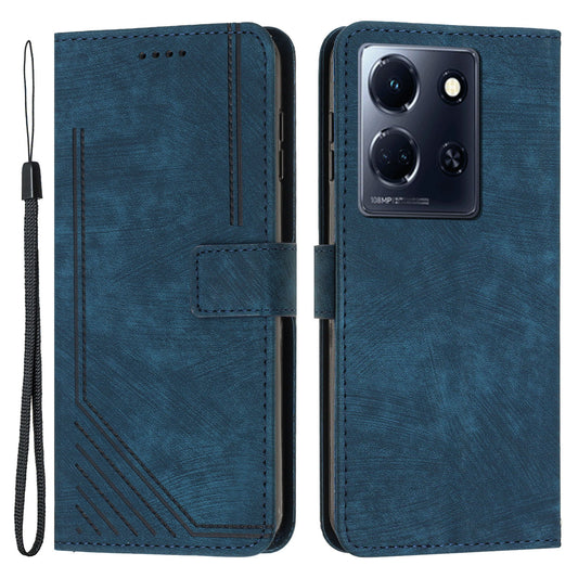 For Infinix Note 30 4G / 5G Imprinted Lines PU Leather Case Skin-touch Stand Wallet Phone Cover