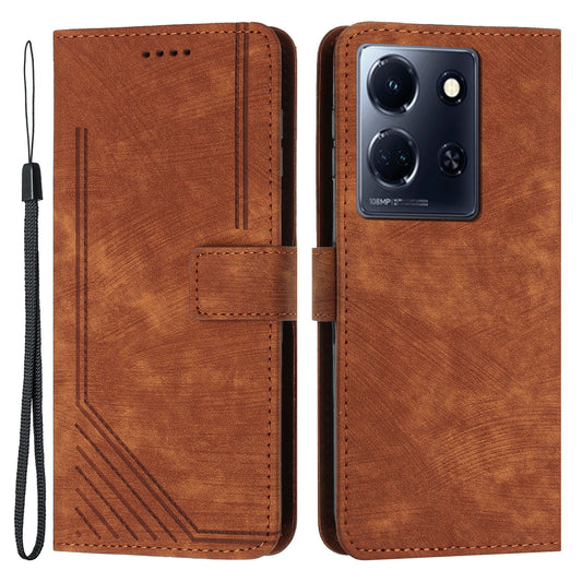 For Infinix Note 30 4G / 5G Imprinted Lines PU Leather Case Skin-touch Stand Wallet Phone Cover