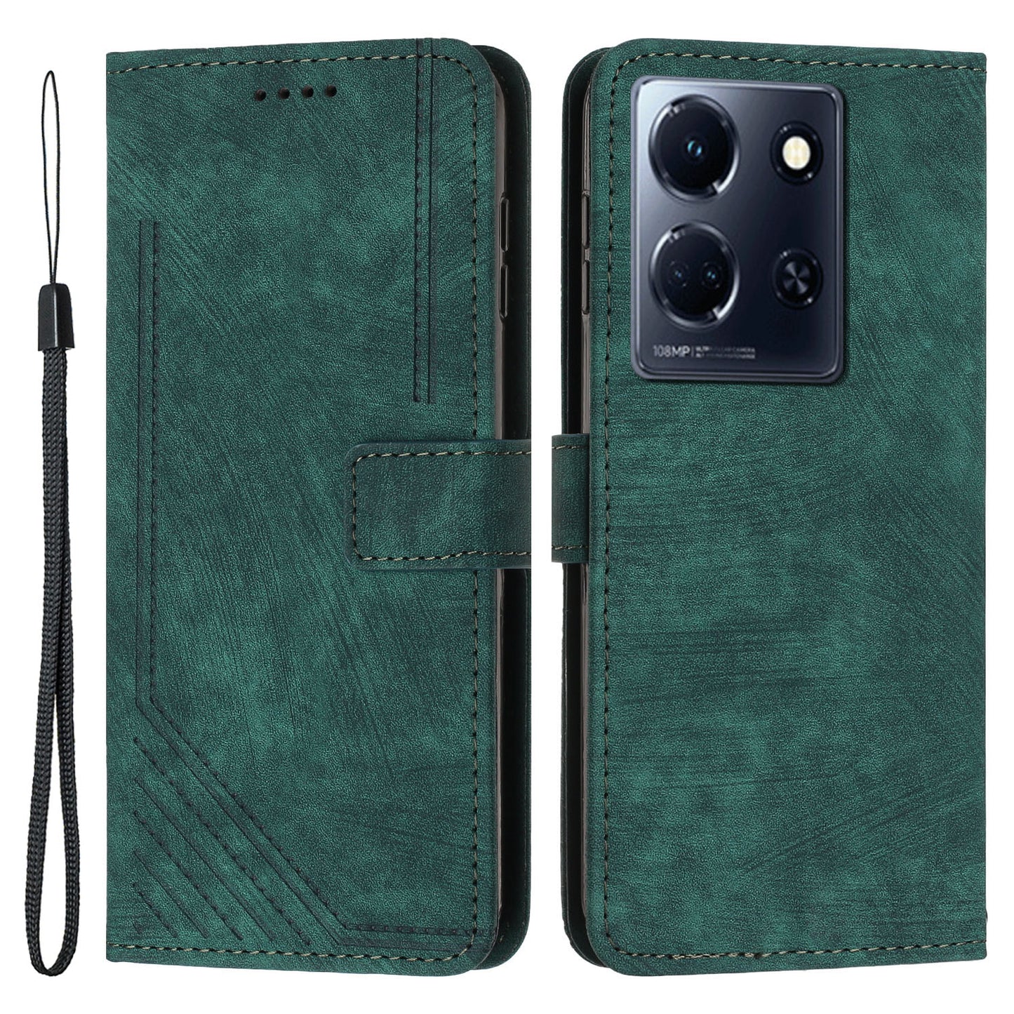For Infinix Note 30 4G / 5G Imprinted Lines PU Leather Case Skin-touch Stand Wallet Phone Cover