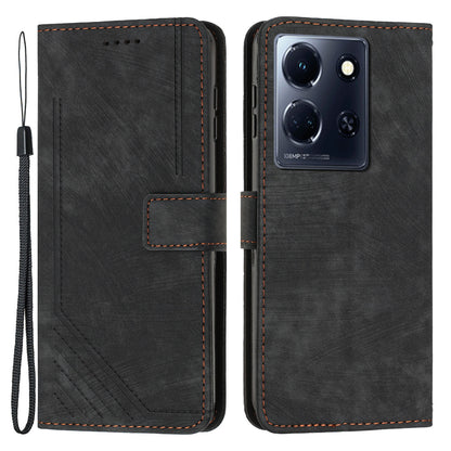 For Infinix Note 30 4G / 5G Imprinted Lines PU Leather Case Skin-touch Stand Wallet Phone Cover