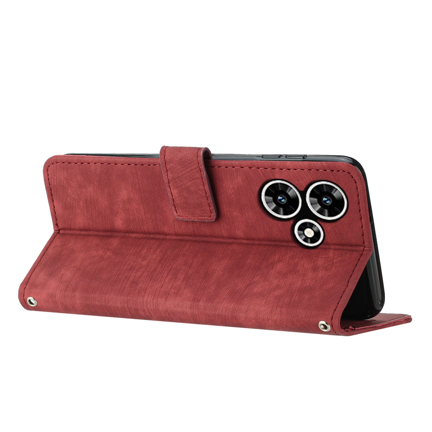 For Infinix Hot 30 Play NFC 4G Stand Wallet Phone Case PU Leather Lines Imprinted Cover with Shoulder Strap