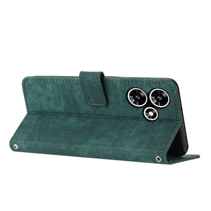 For Infinix Hot 30 Play NFC 4G Stand Wallet Phone Case PU Leather Lines Imprinted Cover with Shoulder Strap
