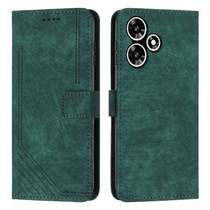 For Infinix Hot 30 Play NFC 4G Stand Wallet Phone Case PU Leather Lines Imprinted Cover with Shoulder Strap