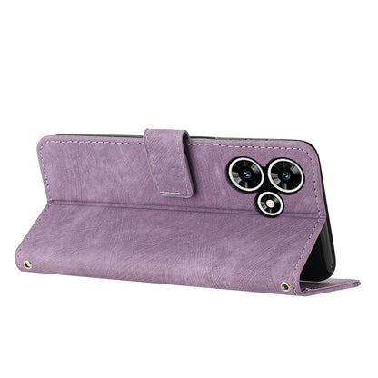 For Infinix Hot 30 Play NFC 4G Stand Wallet Phone Case PU Leather Lines Imprinted Cover with Shoulder Strap
