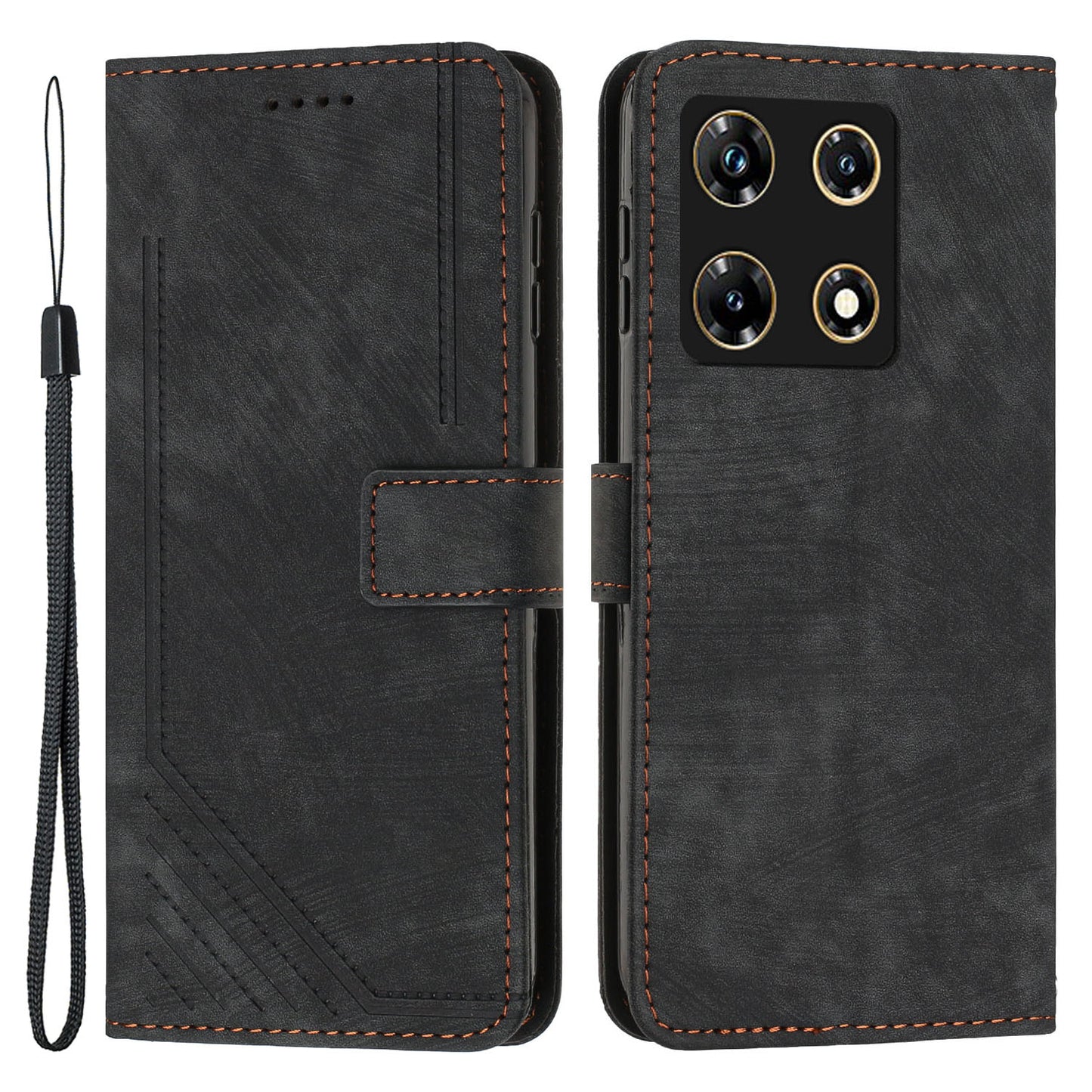 For Infinix Note 30 Pro 4G Stand PU Leather Wallet Case Skin-touch Imprinted Lines Phone Cover