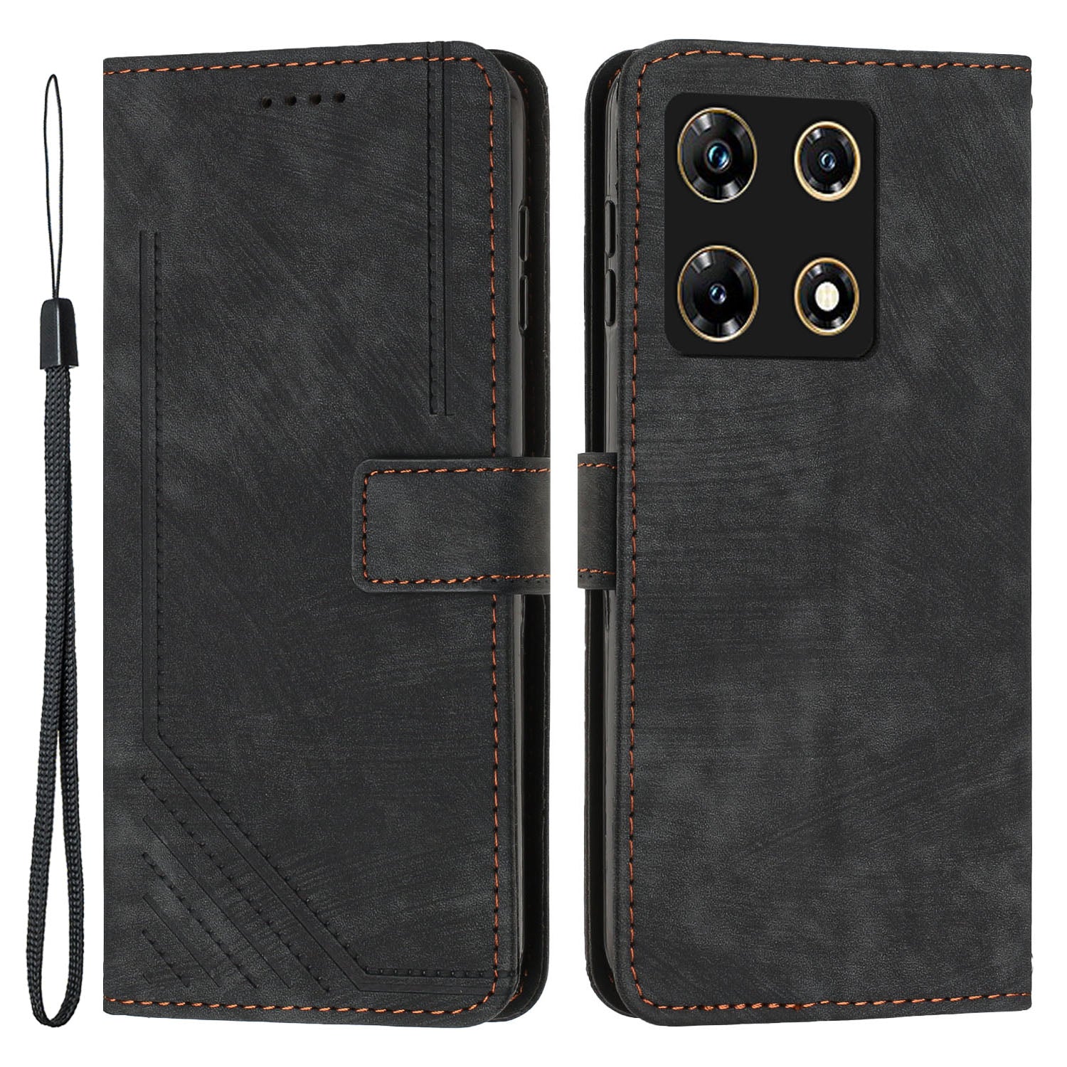 For Infinix Note 30 Pro 4G Stand PU Leather Wallet Case Skin-touch Imprinted Lines Phone Cover