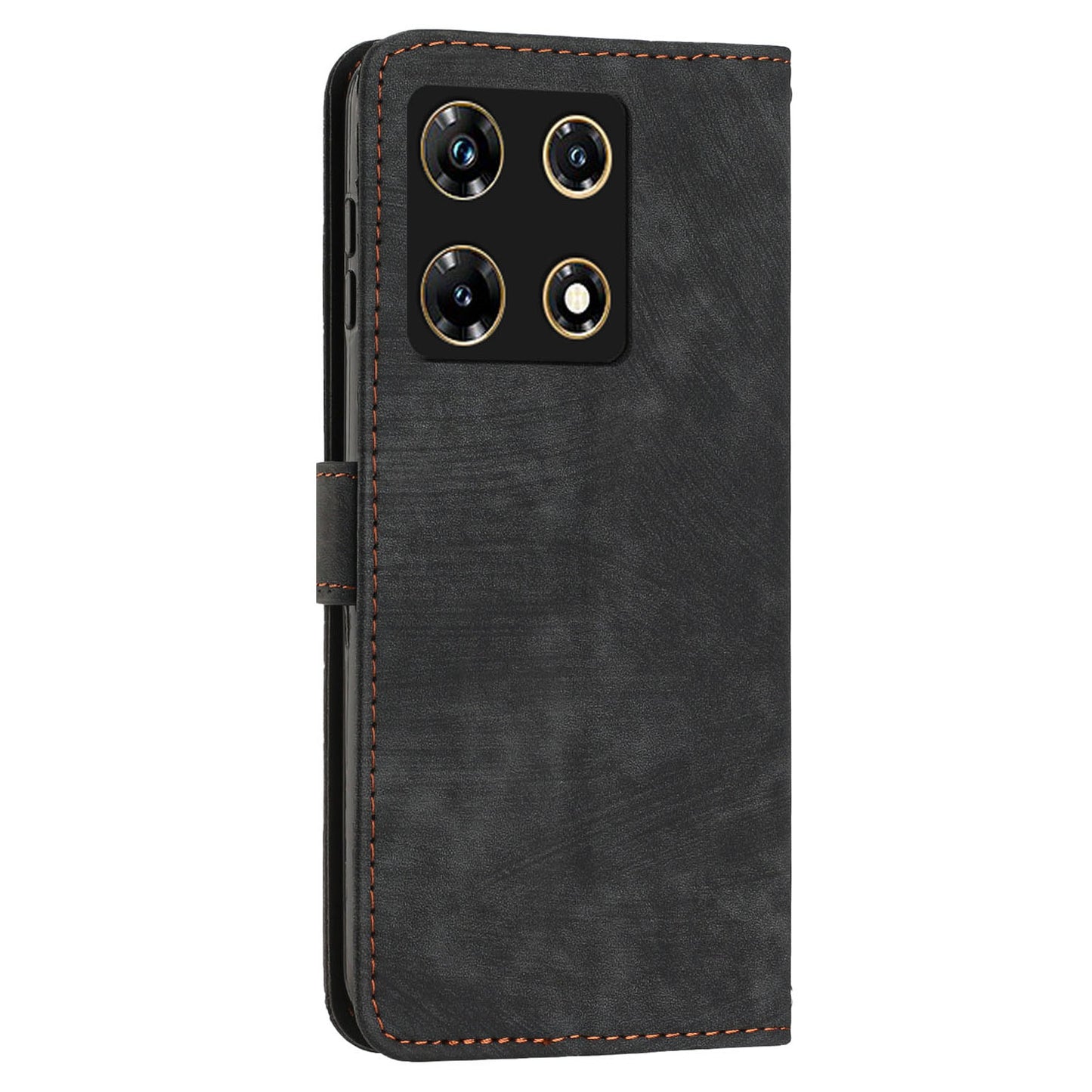 For Infinix Note 30 Pro 4G Stand PU Leather Wallet Case Skin-touch Imprinted Lines Phone Cover