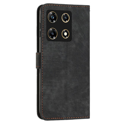 For Infinix Note 30 Pro 4G Stand PU Leather Wallet Case Skin-touch Imprinted Lines Phone Cover
