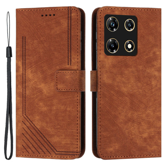 For Infinix Note 30 Pro 4G Stand PU Leather Wallet Case Skin-touch Imprinted Lines Phone Cover