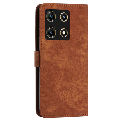 For Infinix Note 30 Pro 4G Stand PU Leather Wallet Case Skin-touch Imprinted Lines Phone Cover