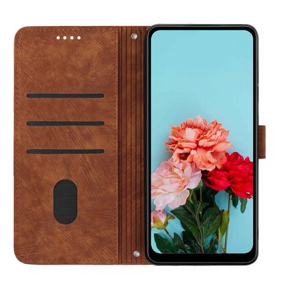For Infinix Note 30 Pro 4G Stand PU Leather Wallet Case Skin-touch Imprinted Lines Phone Cover