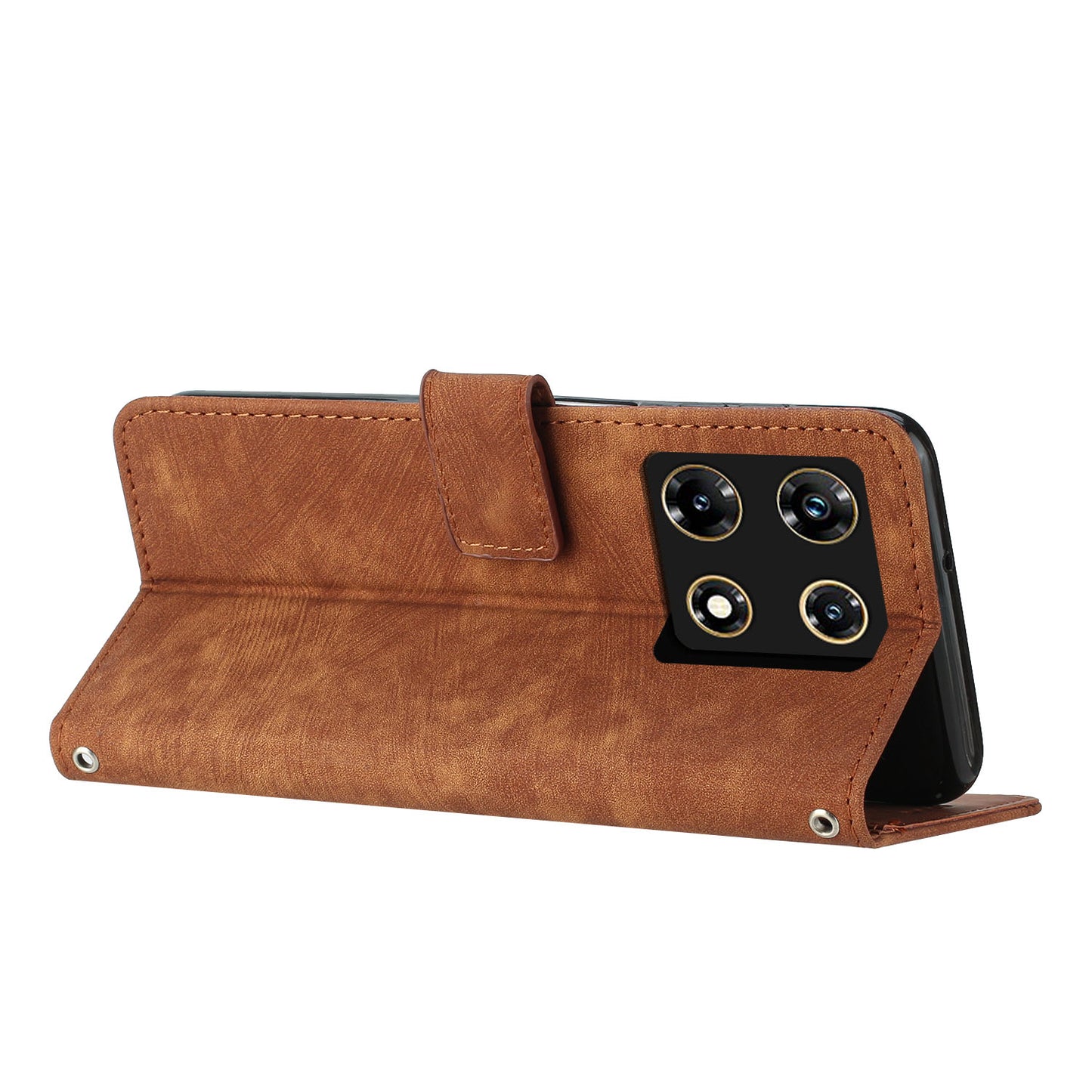 For Infinix Note 30 Pro 4G Stand PU Leather Wallet Case Skin-touch Imprinted Lines Phone Cover