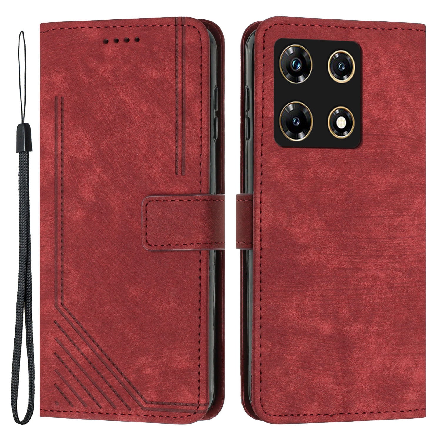 For Infinix Note 30 Pro 4G Stand PU Leather Wallet Case Skin-touch Imprinted Lines Phone Cover