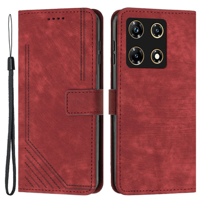 For Infinix Note 30 Pro 4G Stand PU Leather Wallet Case Skin-touch Imprinted Lines Phone Cover