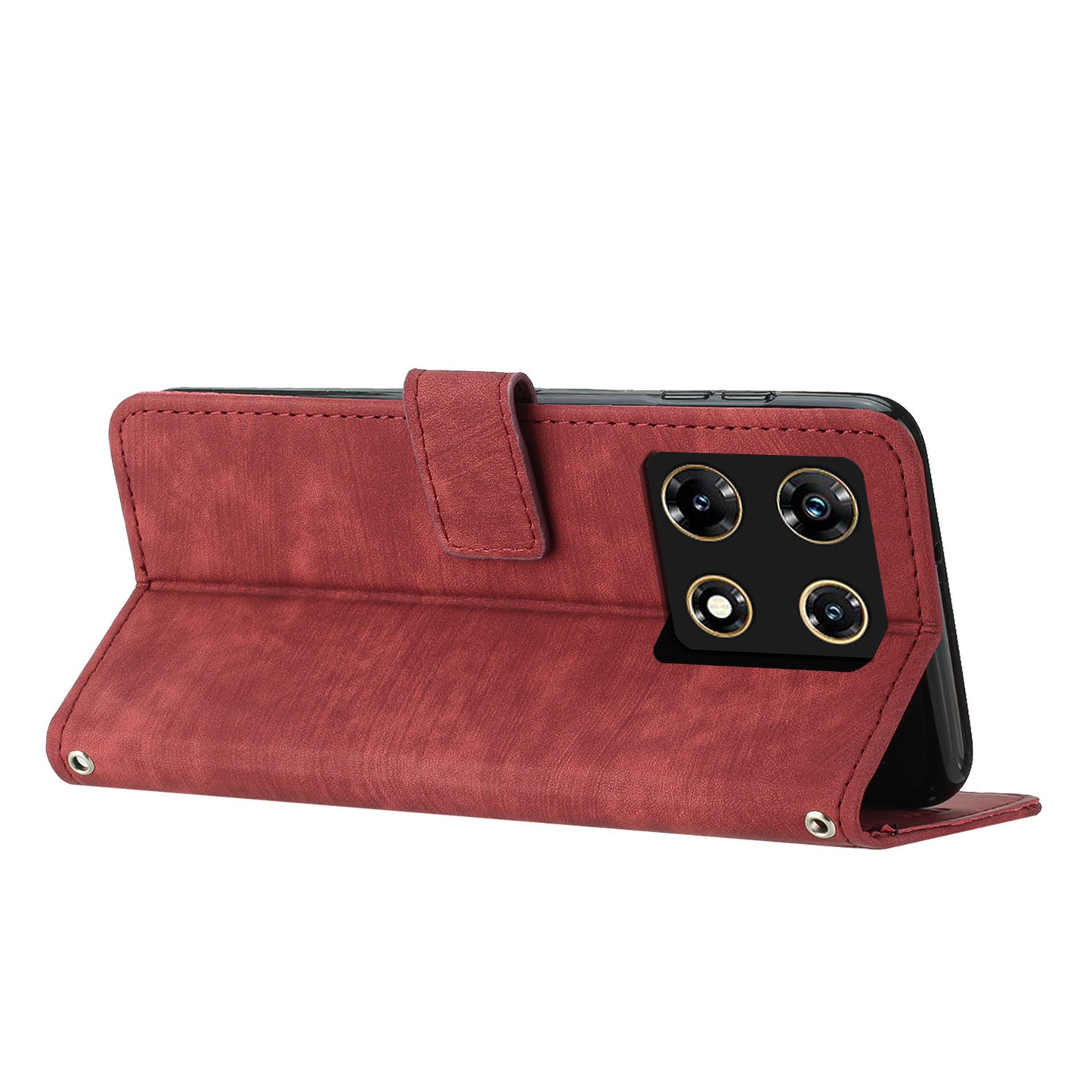 For Infinix Note 30 Pro 4G Stand PU Leather Wallet Case Skin-touch Imprinted Lines Phone Cover