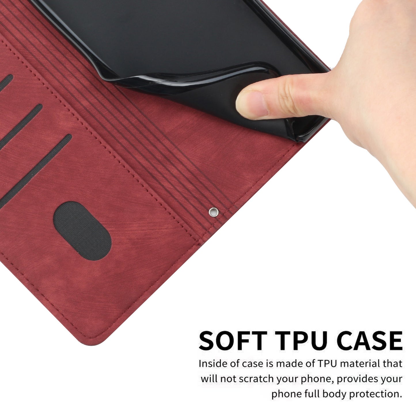 For Infinix Note 30 Pro 4G Stand PU Leather Wallet Case Skin-touch Imprinted Lines Phone Cover