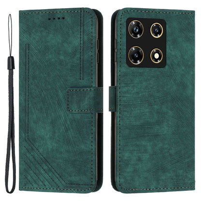 For Infinix Note 30 Pro 4G Stand PU Leather Wallet Case Skin-touch Imprinted Lines Phone Cover