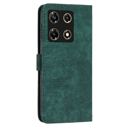 For Infinix Note 30 Pro 4G Stand PU Leather Wallet Case Skin-touch Imprinted Lines Phone Cover