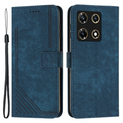 For Infinix Note 30 Pro 4G Stand PU Leather Wallet Case Skin-touch Imprinted Lines Phone Cover