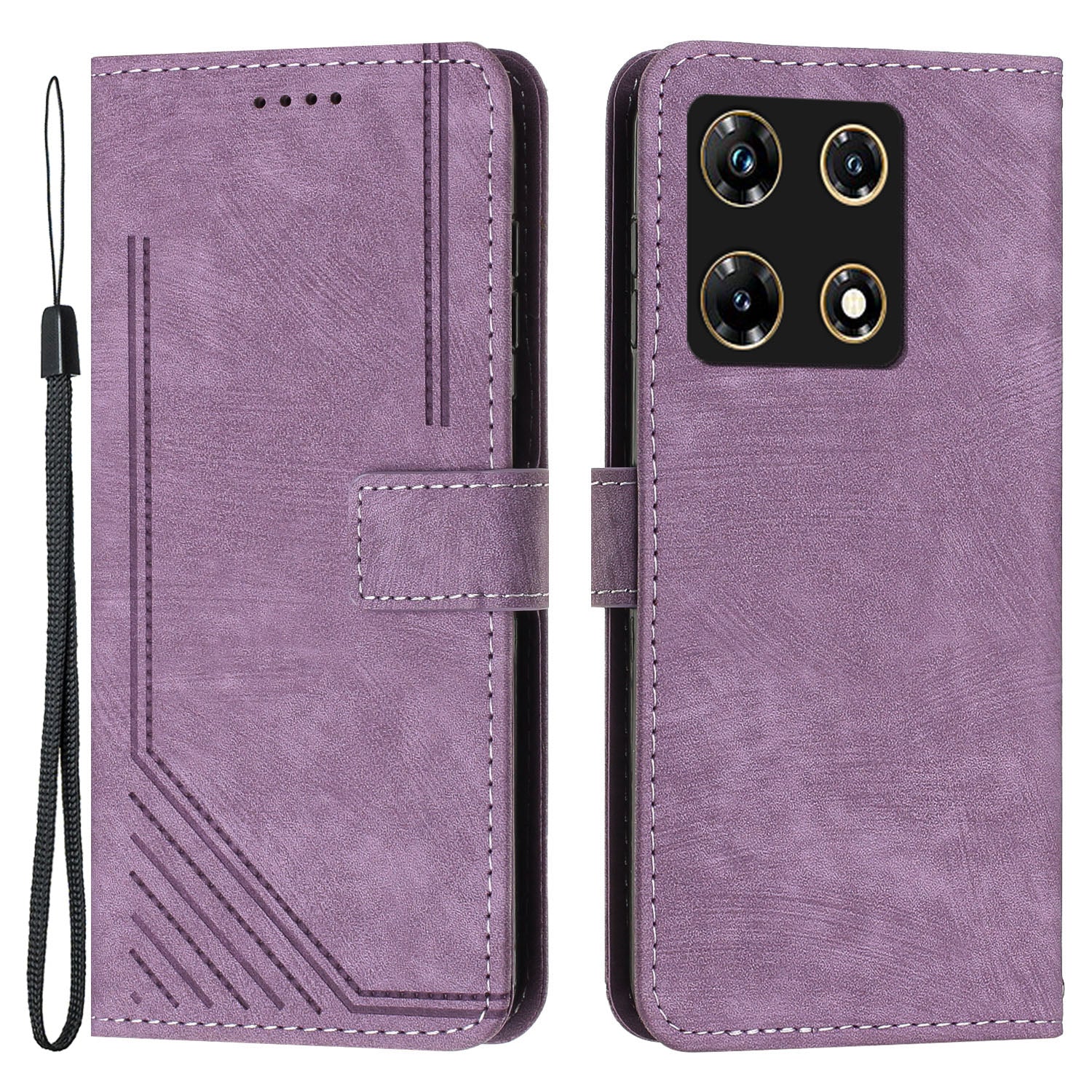For Infinix Note 30 Pro 4G Stand PU Leather Wallet Case Skin-touch Imprinted Lines Phone Cover