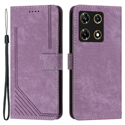 For Infinix Note 30 Pro 4G Stand PU Leather Wallet Case Skin-touch Imprinted Lines Phone Cover