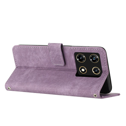 For Infinix Note 30 Pro 4G Stand PU Leather Wallet Case Skin-touch Imprinted Lines Phone Cover