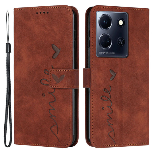 For Infinix Note 30 4G / Note 30 5G Wallet Phone Cover Imprinted Heart PU Leather + TPU Stand Case