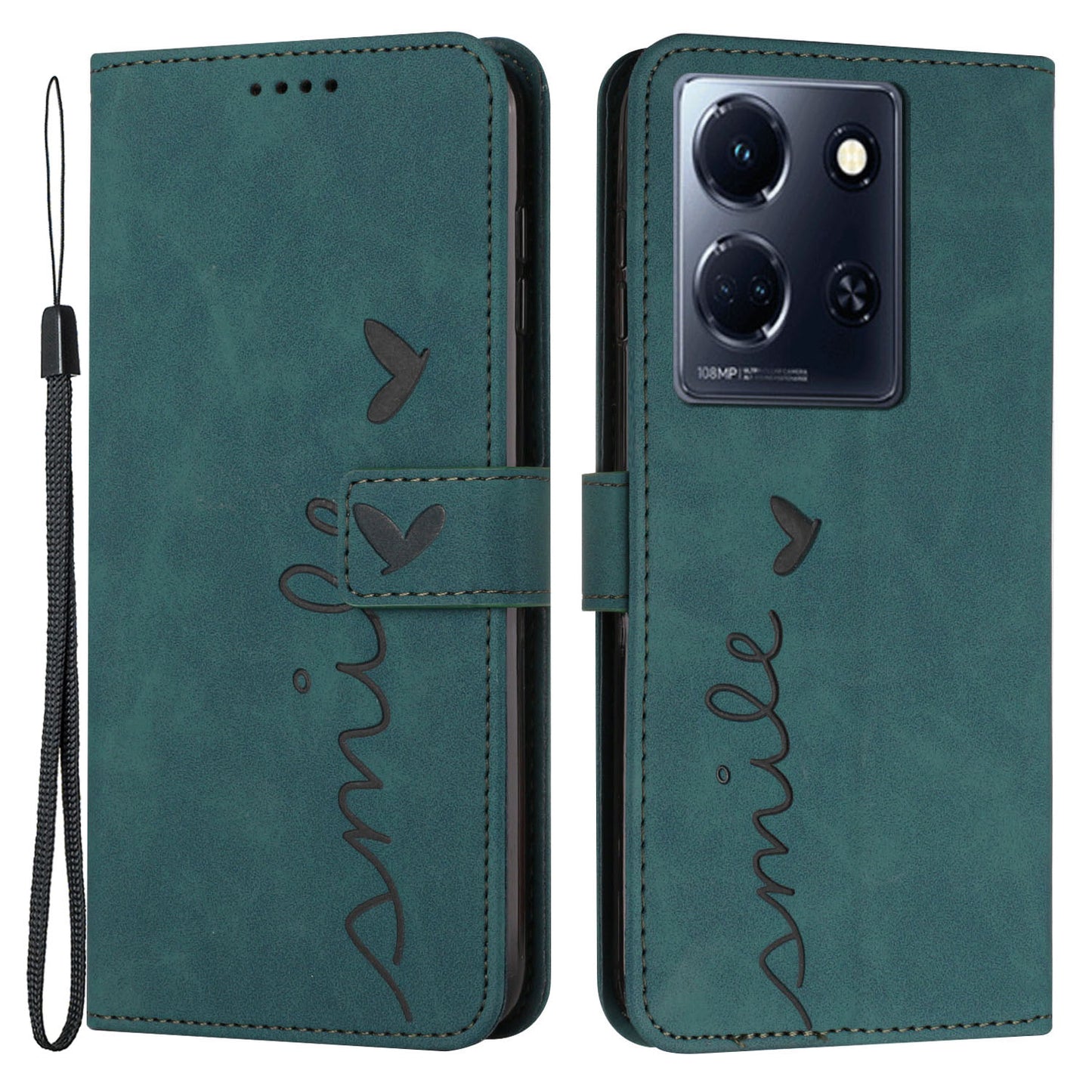 For Infinix Note 30 4G / Note 30 5G Wallet Phone Cover Imprinted Heart PU Leather + TPU Stand Case