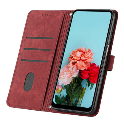 For Infinix Note 30 4G / Note 30 5G Phone Leather Case Lines Imprinted Stand Wallet Phone Cover with Shoulder Strap