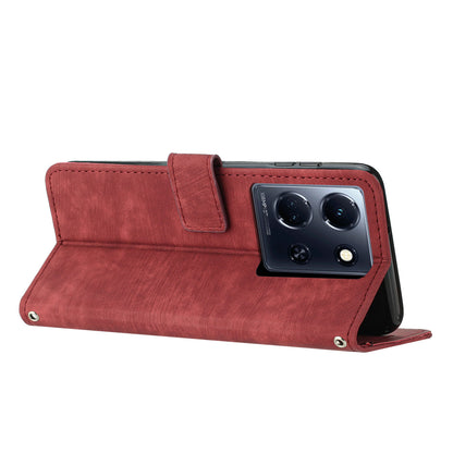 For Infinix Note 30 4G / Note 30 5G Phone Leather Case Lines Imprinted Stand Wallet Phone Cover with Shoulder Strap