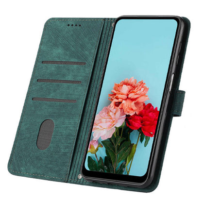 For Infinix Note 30 4G / Note 30 5G Phone Leather Case Lines Imprinted Stand Wallet Phone Cover with Shoulder Strap