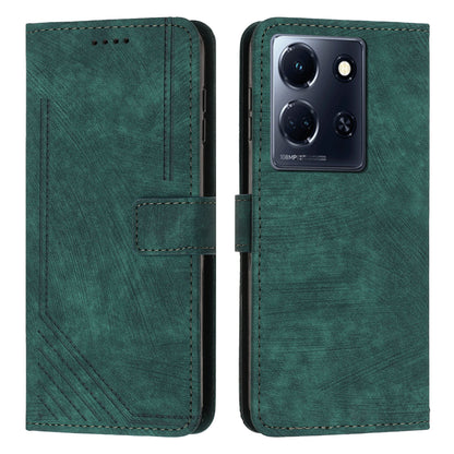 For Infinix Note 30 4G / Note 30 5G Phone Leather Case Lines Imprinted Stand Wallet Phone Cover with Shoulder Strap