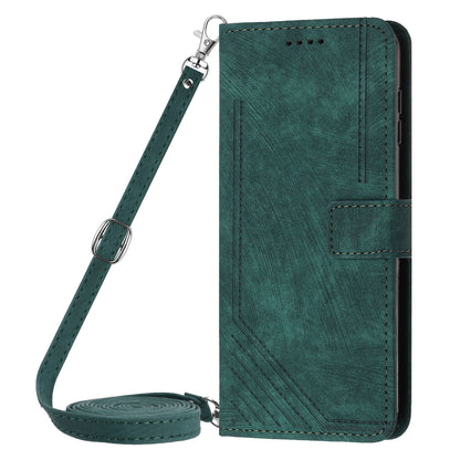 For Infinix Note 30 4G / Note 30 5G Phone Leather Case Lines Imprinted Stand Wallet Phone Cover with Shoulder Strap
