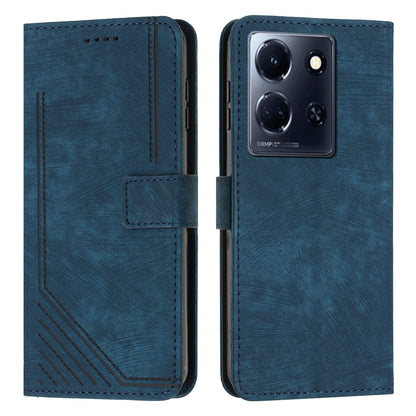 For Infinix Note 30 4G / Note 30 5G Phone Leather Case Lines Imprinted Stand Wallet Phone Cover with Shoulder Strap