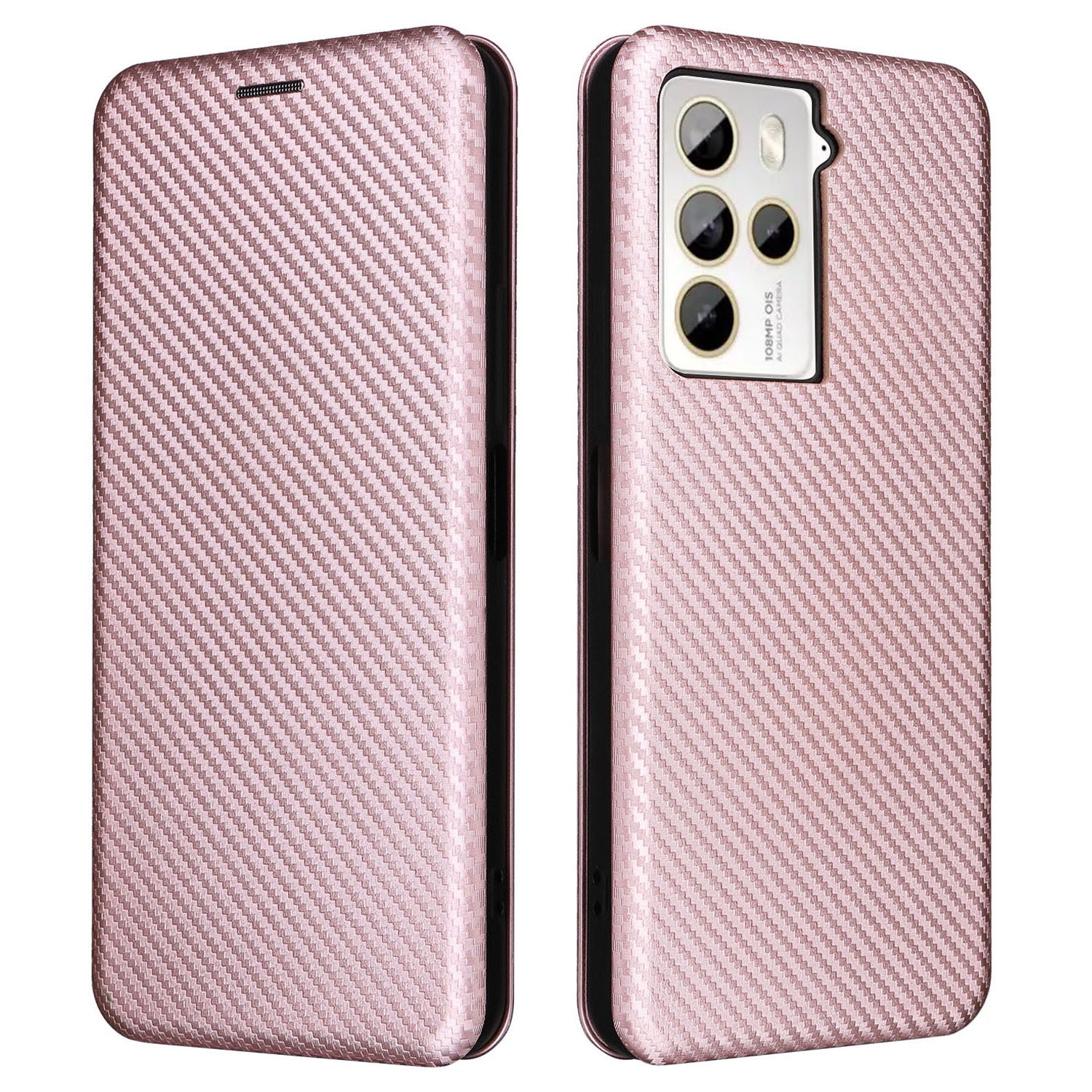 For HTC U23 Pro 5G Phone Stand Case Carbon Fiber Texture Leather Cover with Card Slot