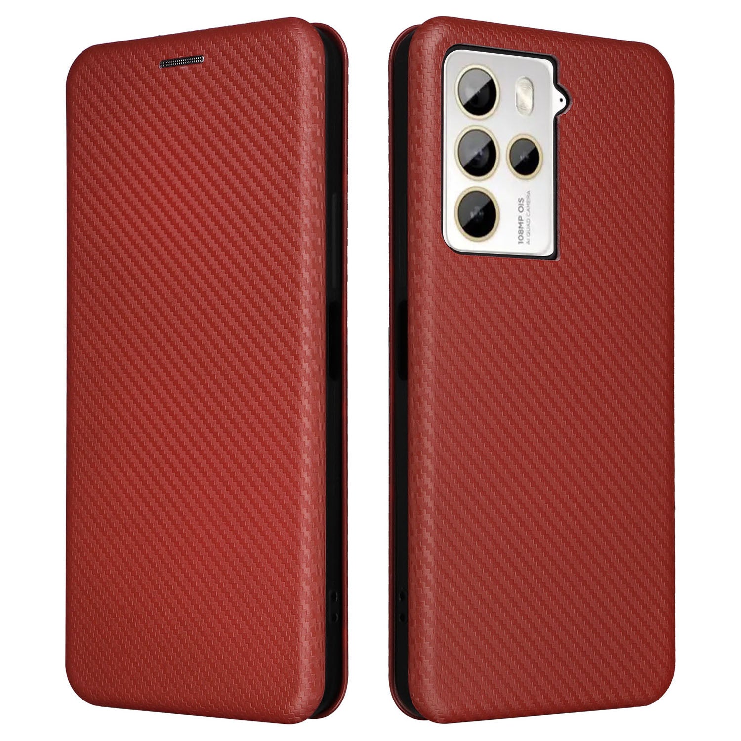 For HTC U23 Pro 5G Phone Stand Case Carbon Fiber Texture Leather Cover with Card Slot