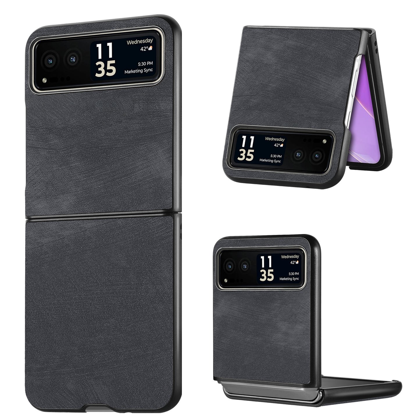 For Motorola Razr 40 5G Phone Case PU Leather Coated PC Case Skin-Touch Protective Cover