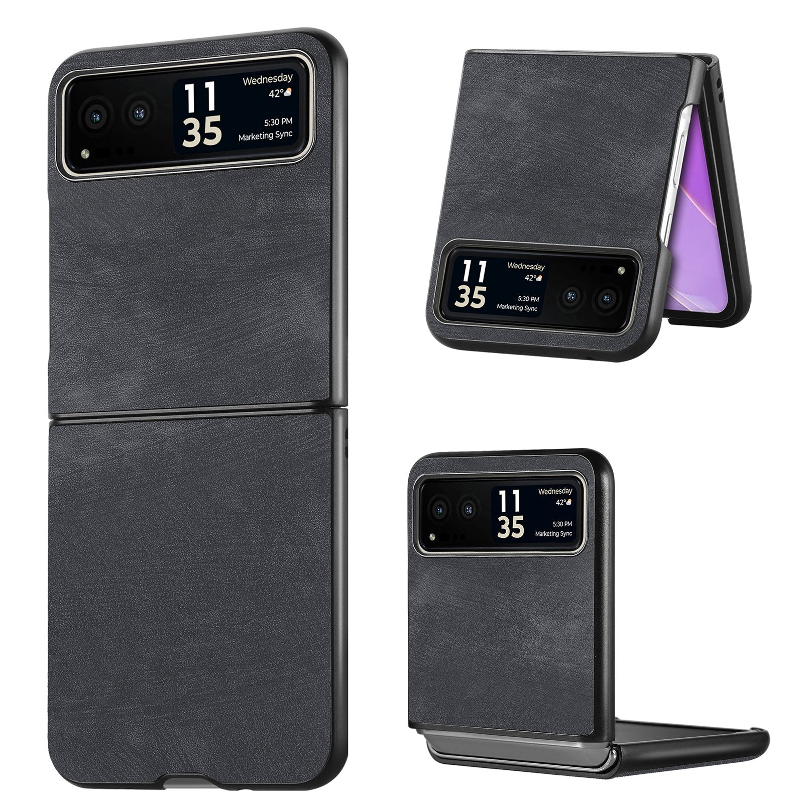 For Motorola Razr 40 5G Phone Case PU Leather Coated PC Case Skin-Touch Protective Cover