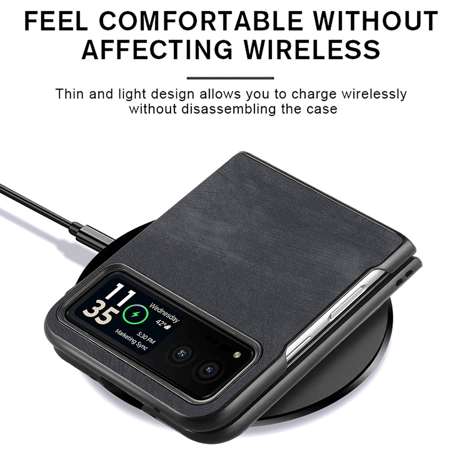 For Motorola Razr 40 5G Phone Case PU Leather Coated PC Case Skin-Touch Protective Cover