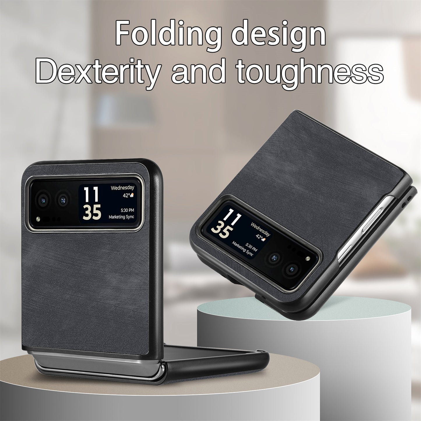 For Motorola Razr 40 5G Phone Case PU Leather Coated PC Case Skin-Touch Protective Cover