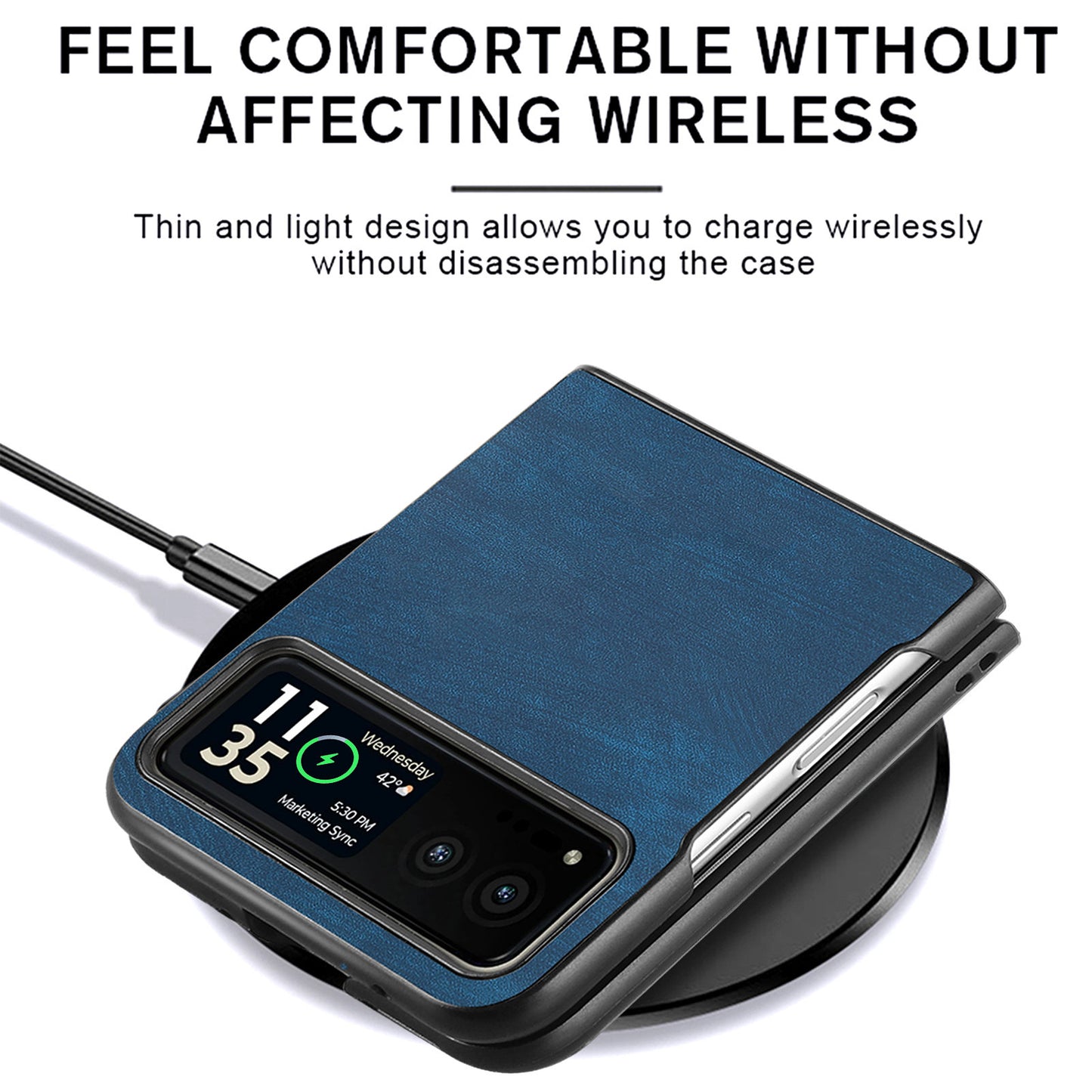 For Motorola Razr 40 5G Phone Case PU Leather Coated PC Case Skin-Touch Protective Cover