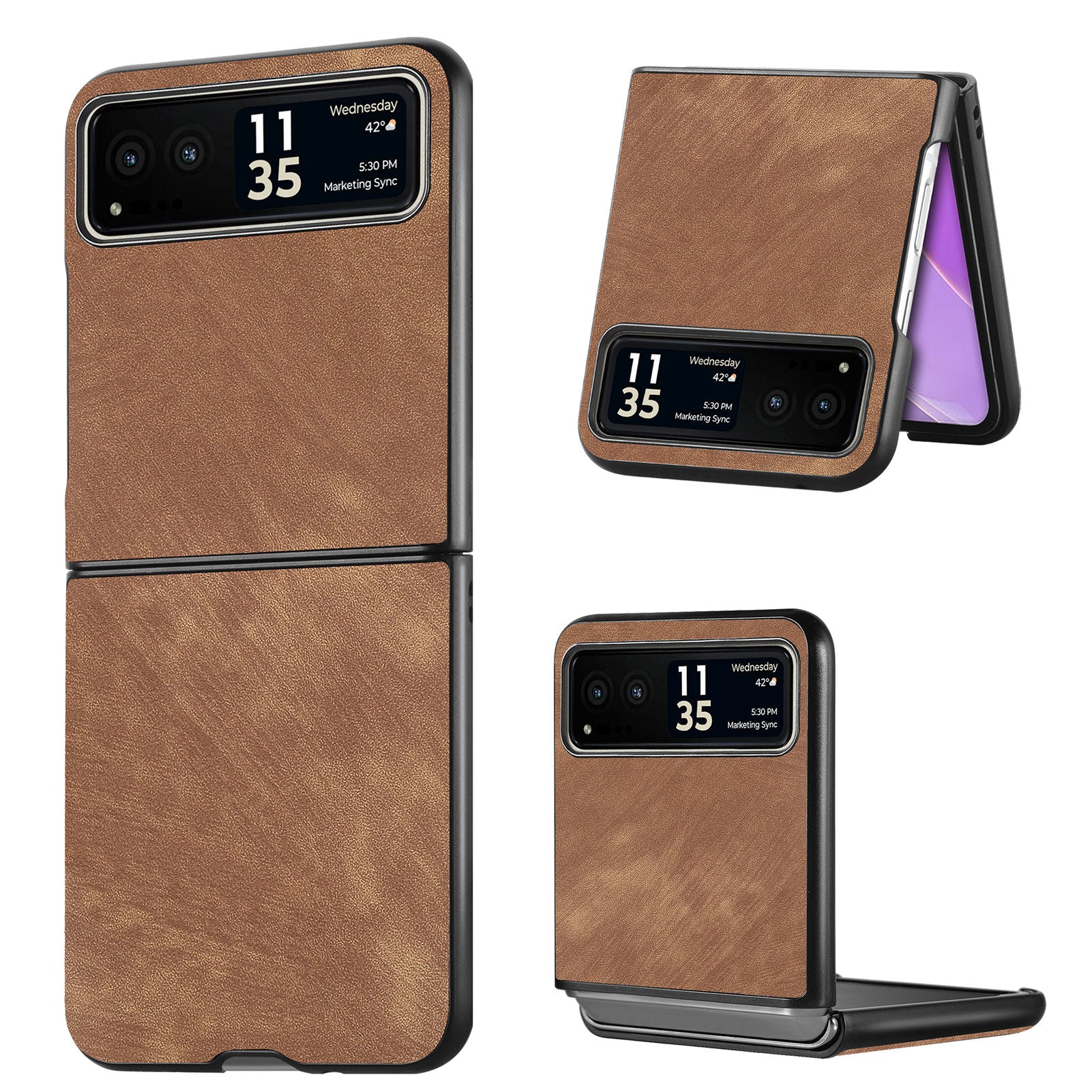 For Motorola Razr 40 5G Phone Case PU Leather Coated PC Case Skin-Touch Protective Cover