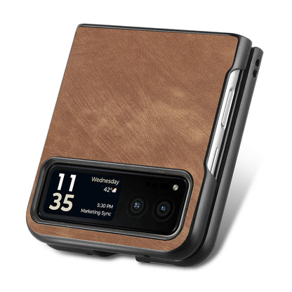 For Motorola Razr 40 5G Phone Case PU Leather Coated PC Case Skin-Touch Protective Cover