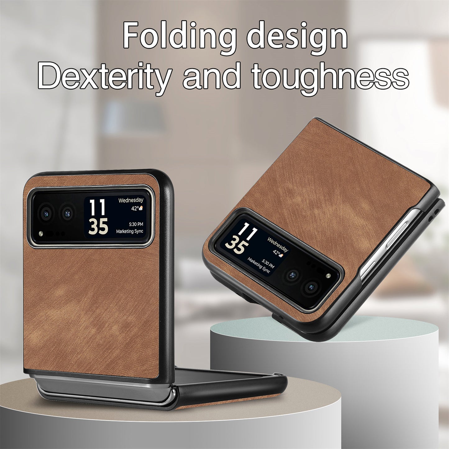 For Motorola Razr 40 5G Phone Case PU Leather Coated PC Case Skin-Touch Protective Cover