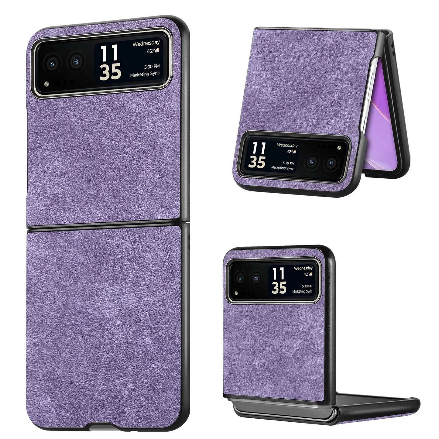 For Motorola Razr 40 5G Phone Case PU Leather Coated PC Case Skin-Touch Protective Cover