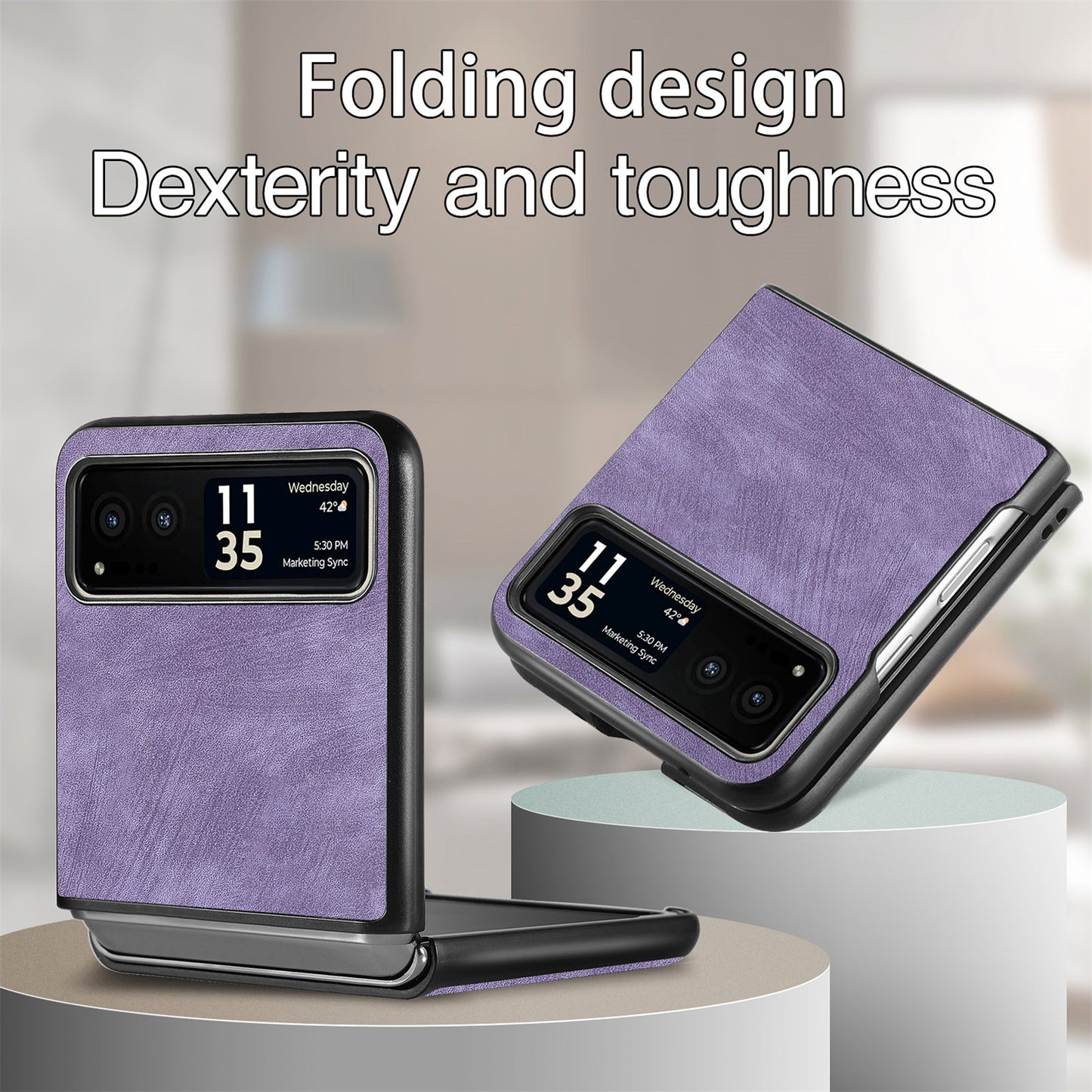 For Motorola Razr 40 5G Phone Case PU Leather Coated PC Case Skin-Touch Protective Cover